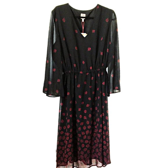 Anne Klein Dresses & Skirts - Anne Klein Occasion Dress Black Chiffon w/Red  16W